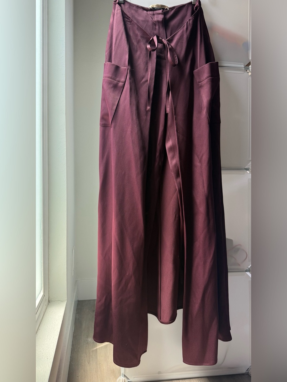 Hellessy Burgundy Wrap Overlay Wide Leg Pants Size 6